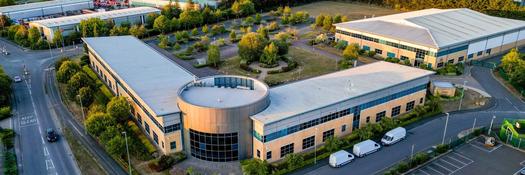 Aerial,Drone,View,Of,Industrial,Estate,With,Warehouses,,Storage,Units,